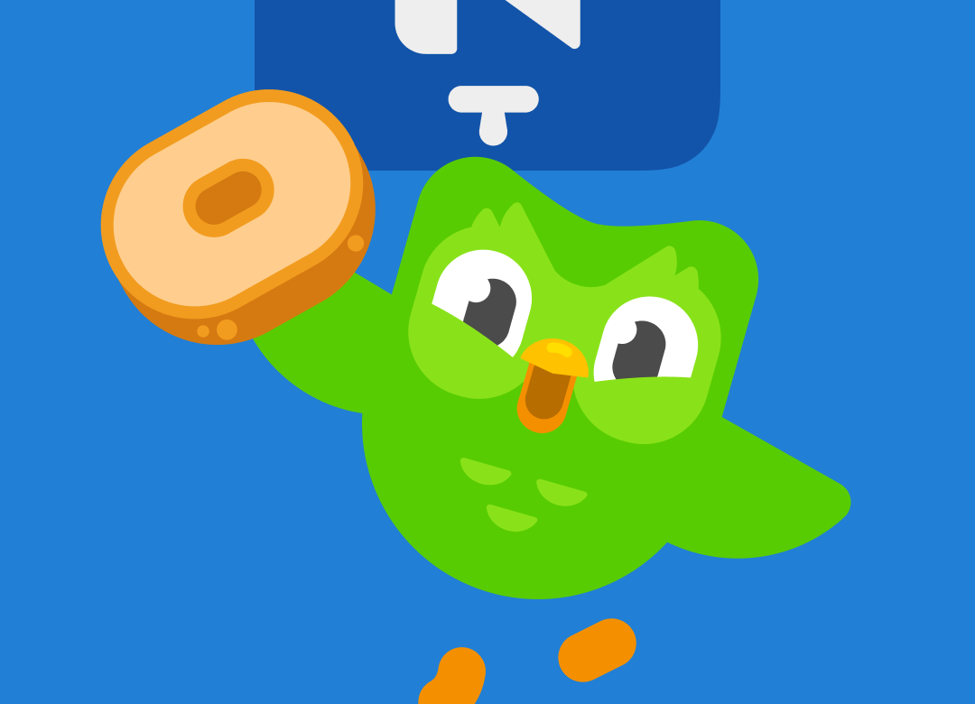 <p>The Yiddish Duolingo Owl holding a bagel.</p>