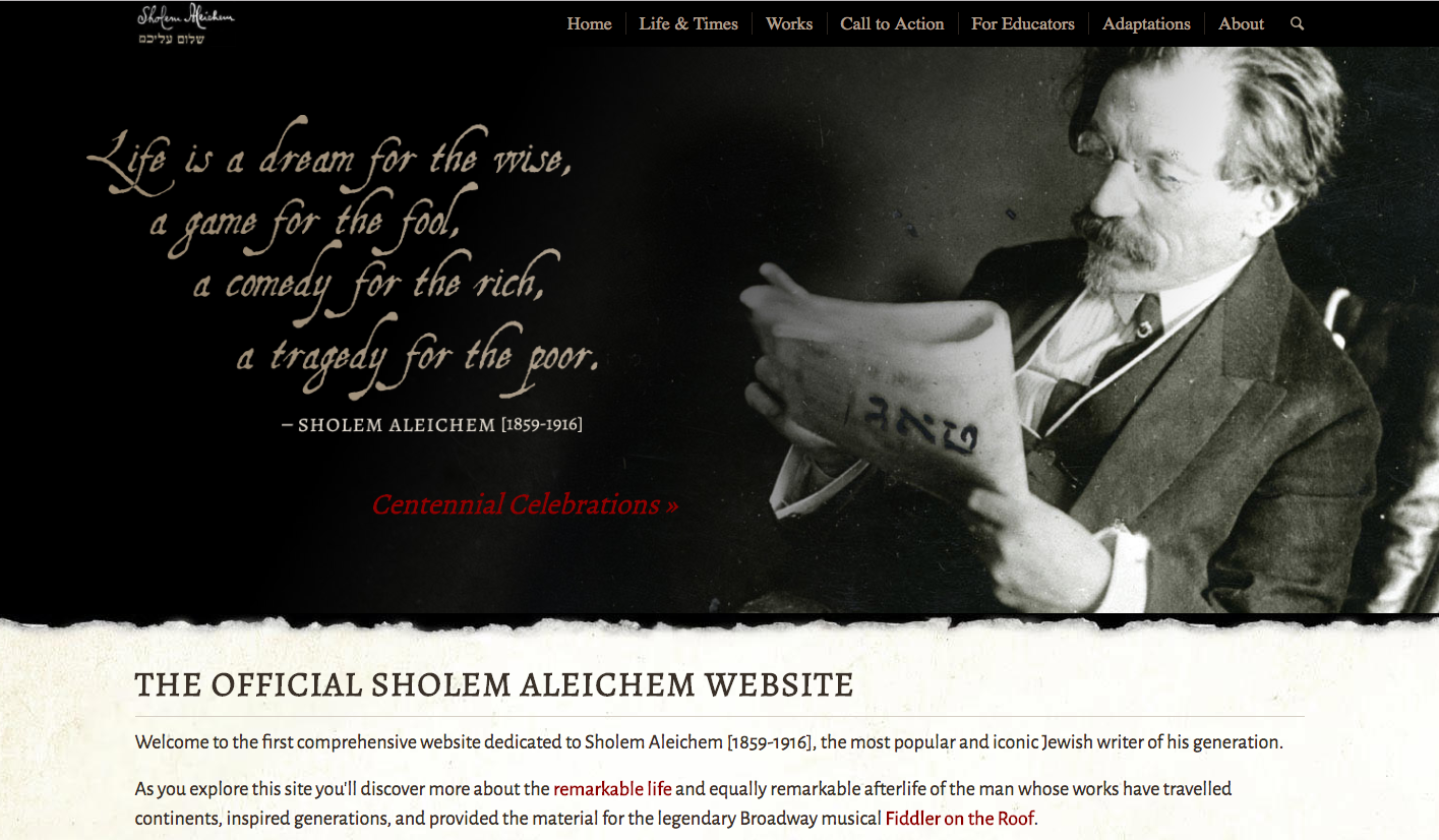 <p>Homepage of SholemAleichem.org</p>