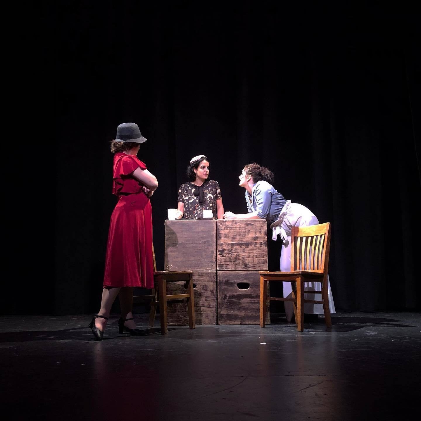 <p>Tessa Ramirez-Keough as Toiba, Nahar Aminov as Hanna, and Anja Avsharian as Malka in Broadway Bound Theatre Festival’s August 2019 production of <em>The Argentinian Prostitute Play</em></p>