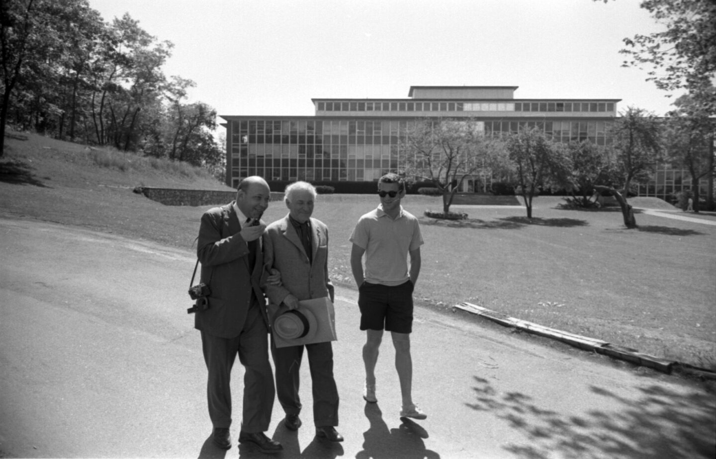 <p>Marc Chagall visiting the Brandeis University campus in June, 1960. <em>Courtesy of the Robert D. Farber University Archives &amp; Special Collections Department, Brandeis University.</em></p>