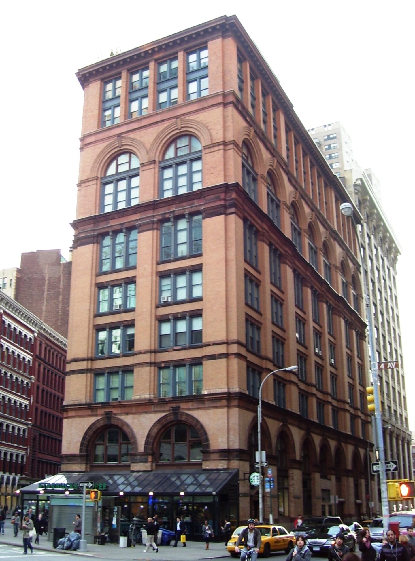 <p>Contemporary view of 21 Astor Place, otherwise known as “13 Astor Place” and “Clinton Hall” built on the site of the original Clinton Hall and home to the <em>Institute far Yiddisher Bildung</em>. Image from <a href="https://en.wikipedia.org/wiki/Astor_Place#/media/File:Clinton_Hall_Mercantile_Library_Bldg_13_Astor_Place.jpg">Wikipedia</a>.</p>