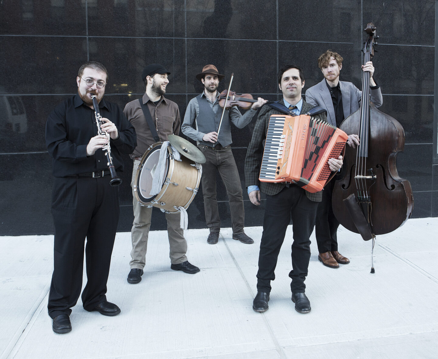 <p>Zisl Slepovitch (far left) and the members of Litvakus. (Photo: Anya Roz)</p>