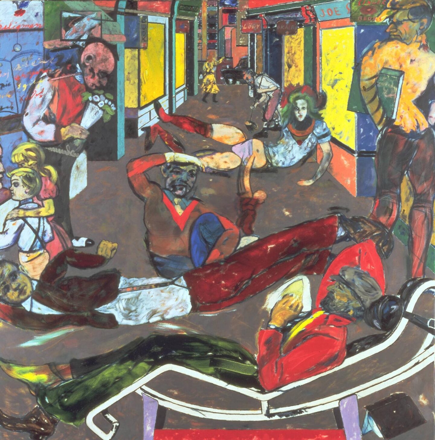<p>Diasporist painter R.B. Kitaj’s 1984 painting “Cecil Court, London W.C.2. (The Refugees)” depicts diasporic Yiddish life. <a href="http://www.tate.org.uk/art/artworks/kitaj-cecil-court-london-w-c-2-the-refugees-t04115">Tate Museum, London</a>.</p>