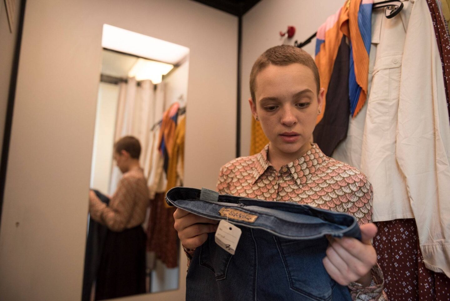 <p>Shira Haas as Esty Shapiro in Netflix’s <em>Unorthodox</em>. Anika Molnar/Netflix</p>