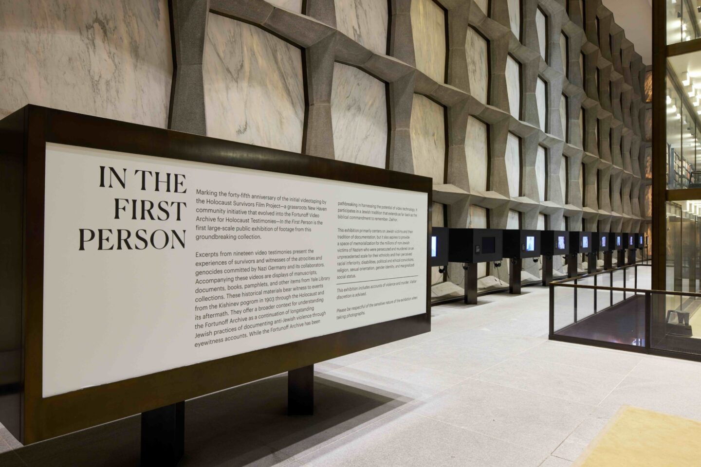 <p> “In the First Person: The Fortunoff Video Archive for Holocaust Testimonies” at Yale University’s Beinecke Library, July 25, 2024-January 28, 2025. Photo Credit: Robert Lisak.<br></p>