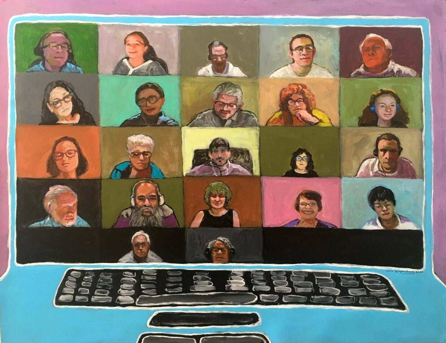 <p>Painting of Sarah Biskowitz’s online class <em>Mit yidish i</em><em>ber der velt</em> with Nikolai Borodulin at the Worker’s Circle, Fall 2020. Courtesy of the artist, Silvia Wagensberg <a href="http://www.silviawagensberg.com/?fbclid=IwAR12D-lFZmMktc28P5s70xbkGLdWk1W0iBuoW0lmyQA5gX7BXJ2Dpm8oDu0" target="_blank" rel="noreferrer noopener">www.silviawagensberg.com</a></p>