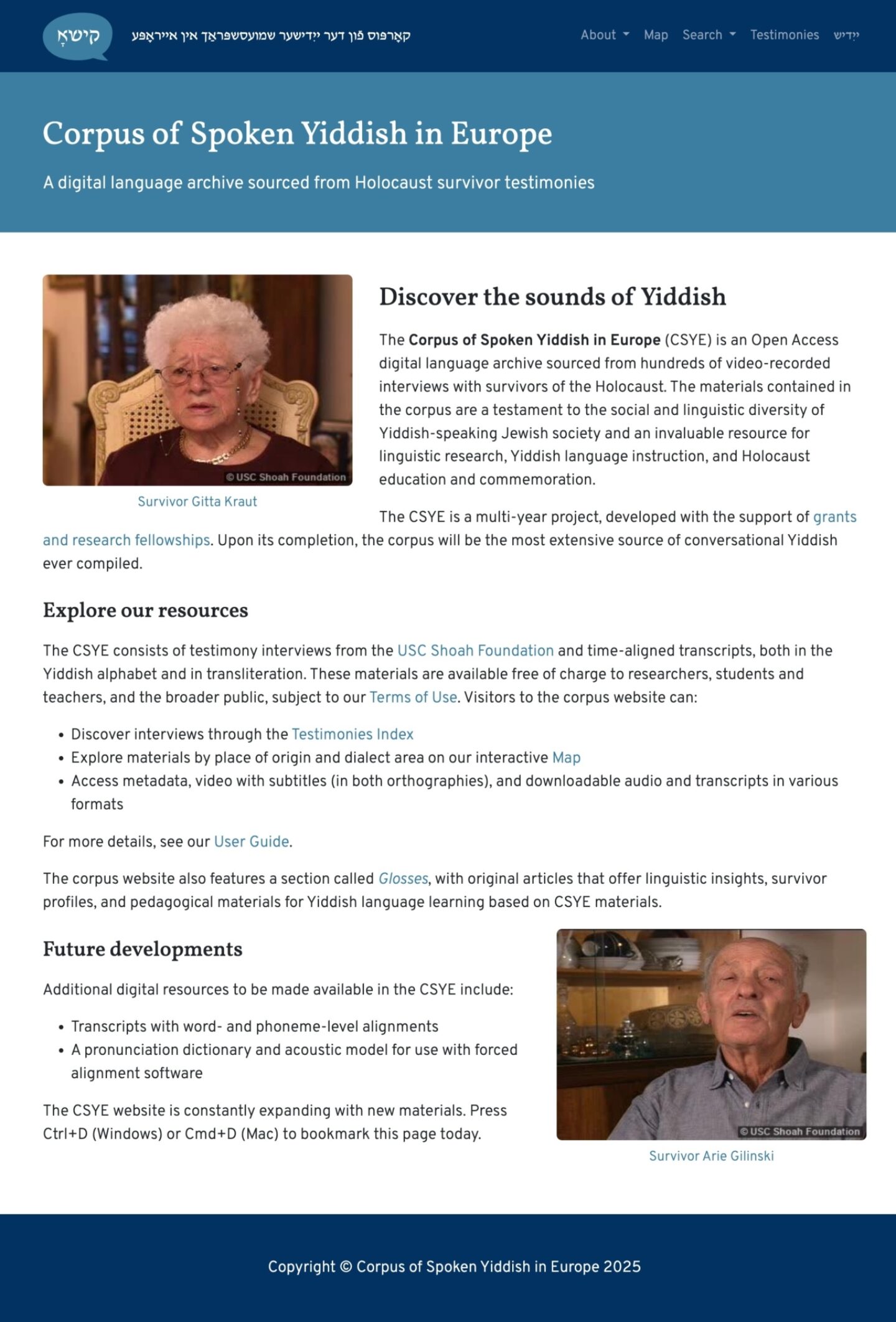 <p>Homepage of the Corpus of Spoken Yiddish in Europe<br></p>
