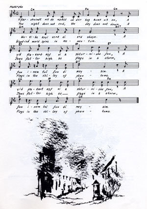 <p>The Hymn of the Partisans was written by Hirsh Glik for the Vilna Jewish United Partisan Organization (FPO), and became the hymn of the Jewish uprising. via <a href="http://www.yadvashem.org/yv/en/exhibitions/music/vilna_partisans_zog_nit_keyn_mol.asp">Heartstrings: Music of the Holocaust</a> online exhibit of Yad VaShem</p>
