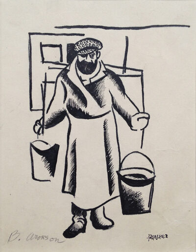 <p>Boris Aronson, <i>Tevye the Milkman</i>, n.d. Woodcut on paper, via <a href="https://www.europeana.eu/en/item/2064113/search_result_php_item_id_1321">Europeana</a>.</p>