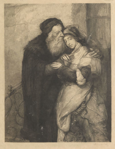 <p>Maurycy Gottlieb, Shylock i Jessyka (1913) via <a href="https://www.europeana.eu/en/item/094041/_nnmpdxr?l%5Br%5D=1&l%5Bt%5D=34&utm_source=old-website&utm_medium=button">Europeana</a></p>