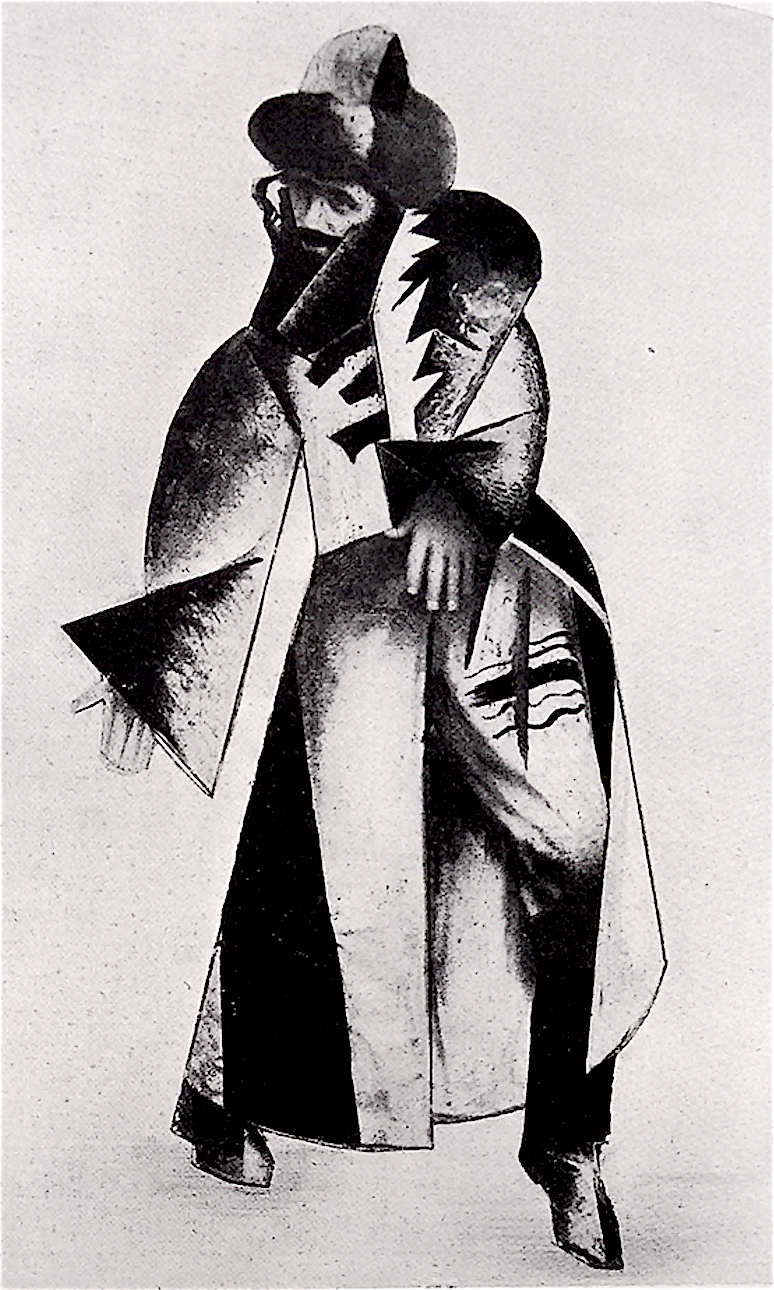 <p>B. Aronson, “Chassidic” costume for a Modernist ballet by B. Agadati. From <em>Milgroym</em> 4, 1923.</p>