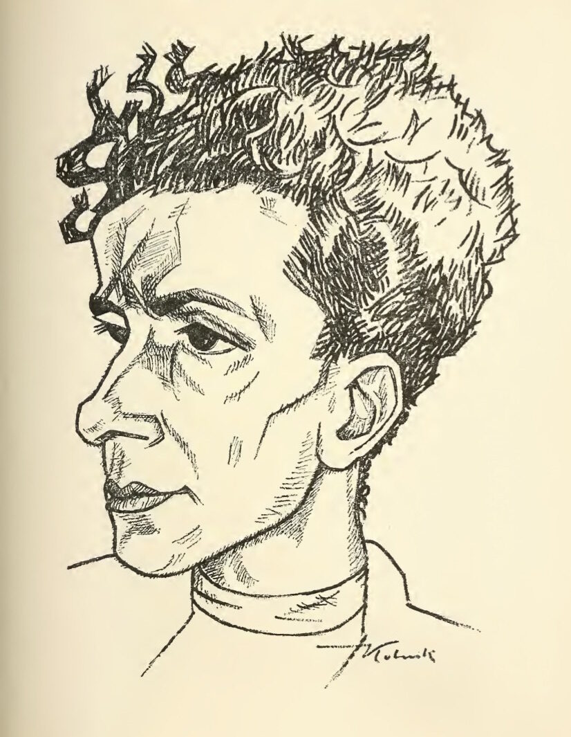 <p>Portrait of Itzik Manger by Artur Kolnik.</p>